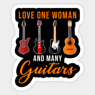 Love One Woman Many Guitars Guitarist Me Sticker